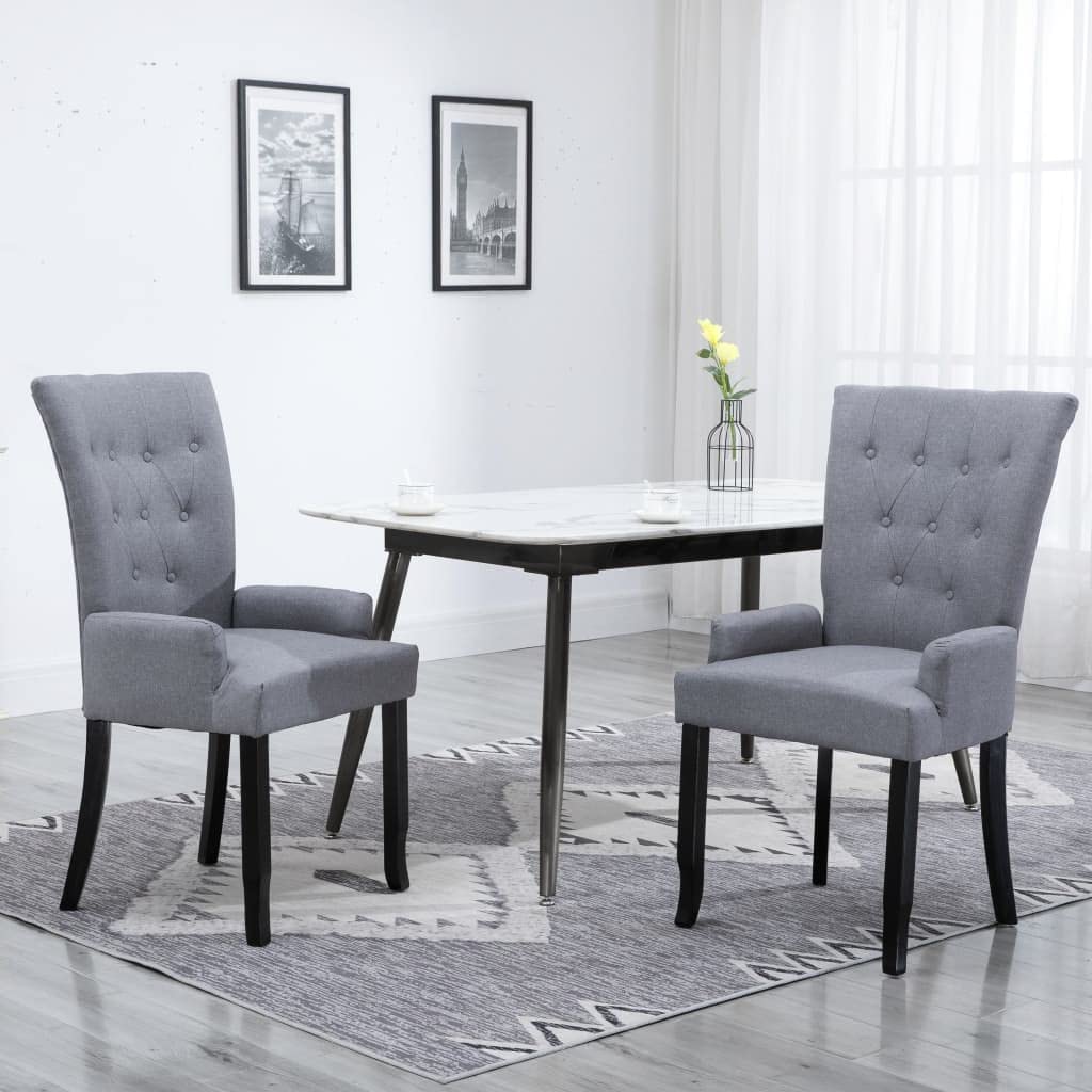 vidaXL Dining Chair with Armrests Light Grey Fabric