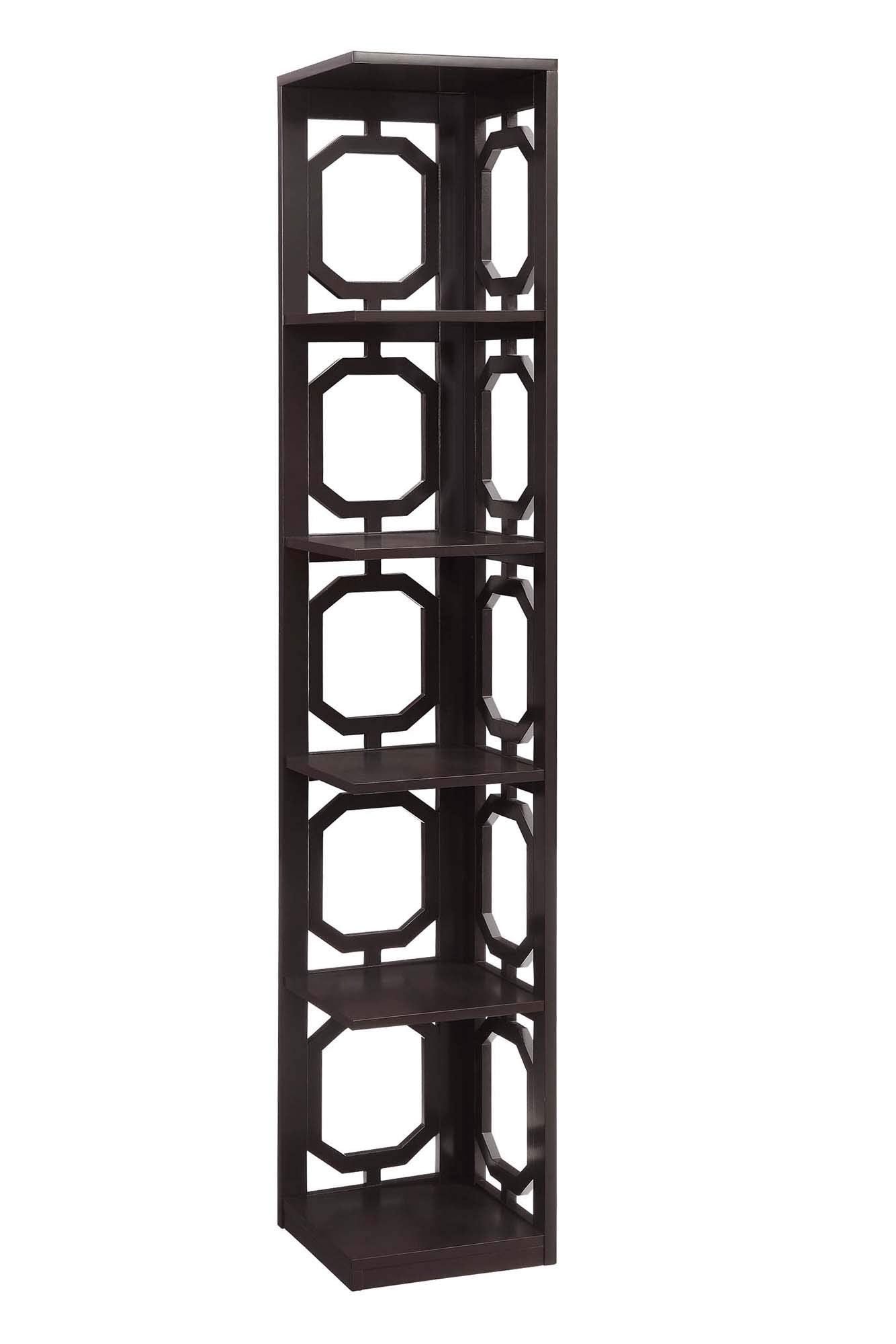 Convenience Concepts Omega 5 Tier Corner Bookcase, Espresso