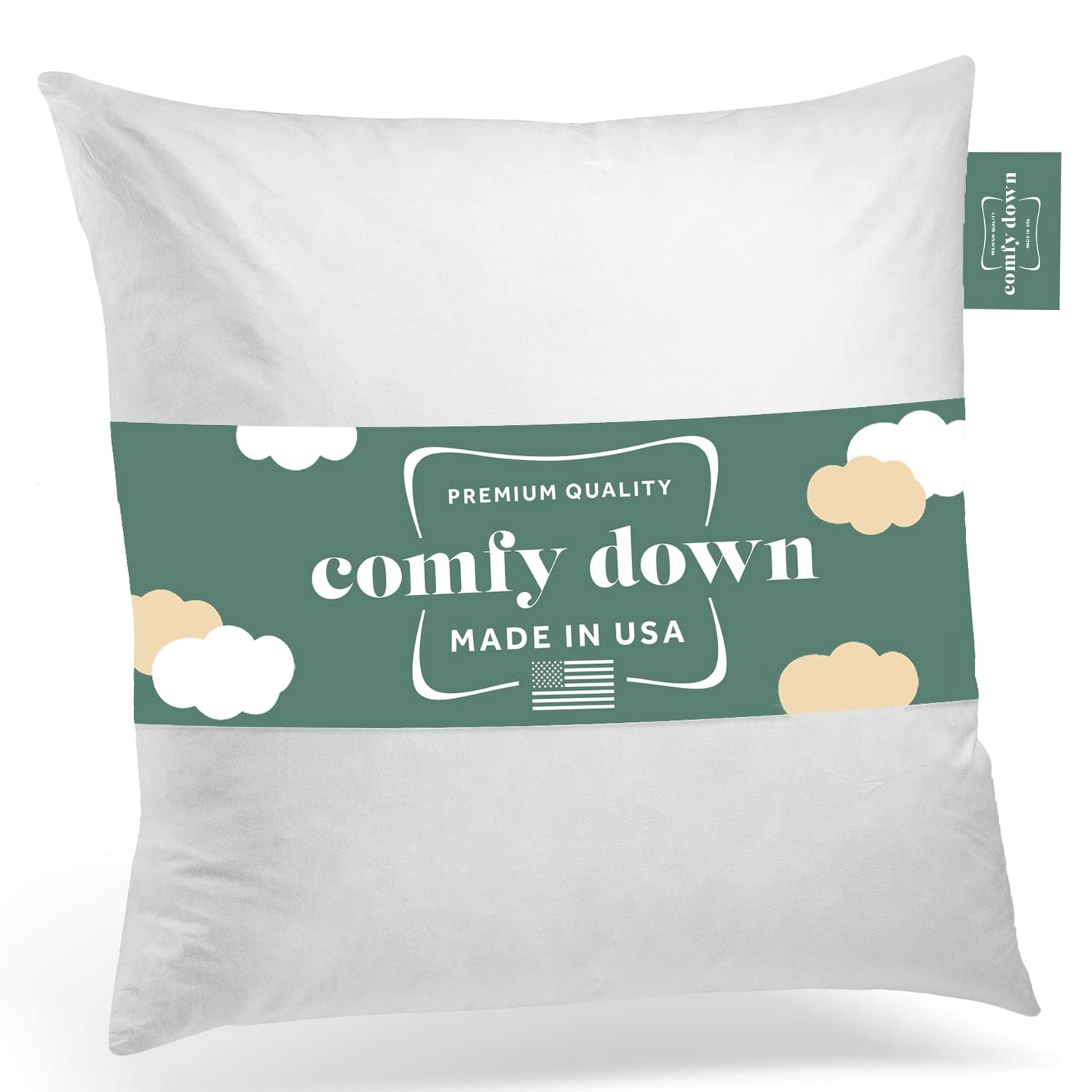 Comfydown 95% Feather 5% Down, 29 X 29 Square Decorative Pillow Insert, Sham Stuffer - Made In Usa