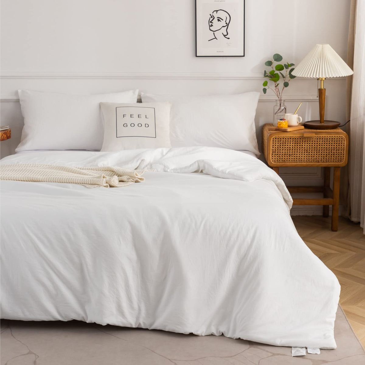 Cottebed White Twin Bed Comforter Set - Xl Twin Bedding Size Down Comforter With Pillow Sham Super Soft Fluffy Comfortable Polyc