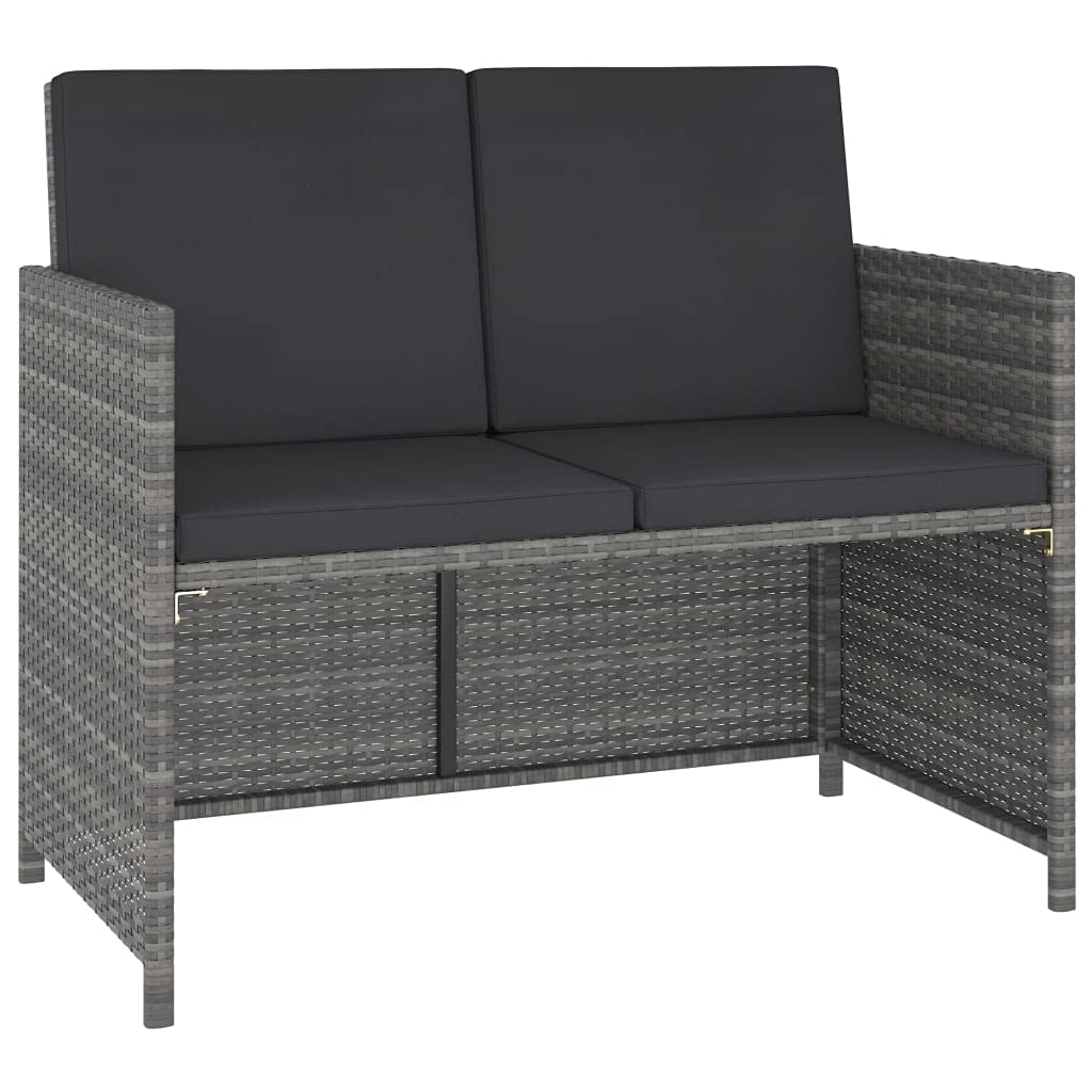 6 Piece Outdoor Dining Set with Cushions Poly Rattan Gray