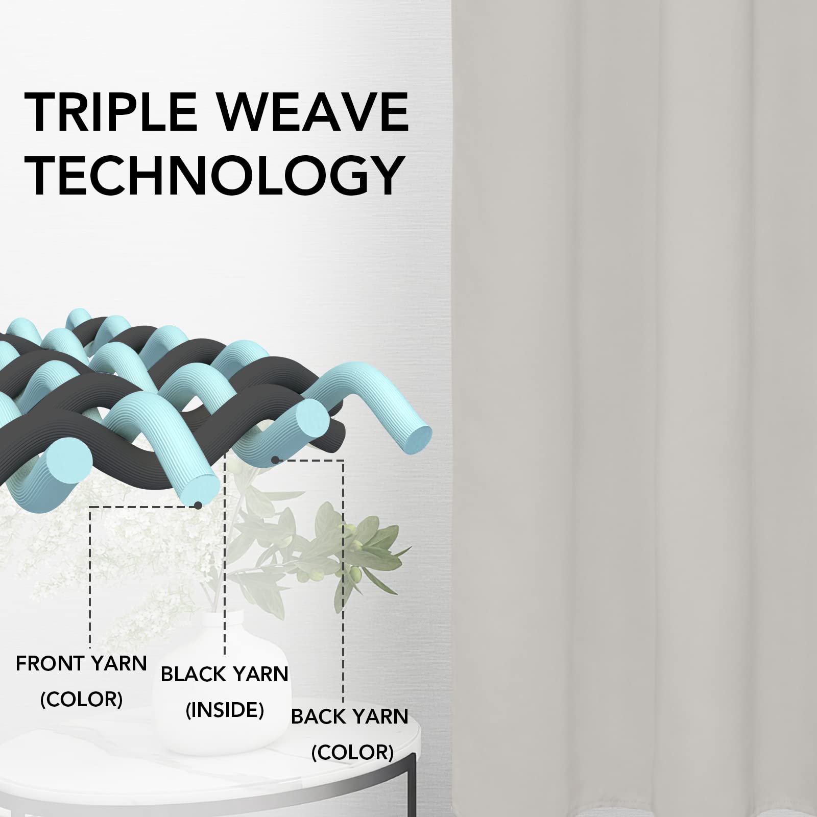 Easy-Going Rod Pocket Blackout Curtains For Bedroom, Room Darkening Window Curtains For Living Room, Thermal Insulated Noise Reduction Solid Window Drapes, 2 Panels(42X36 In, Light Linen)