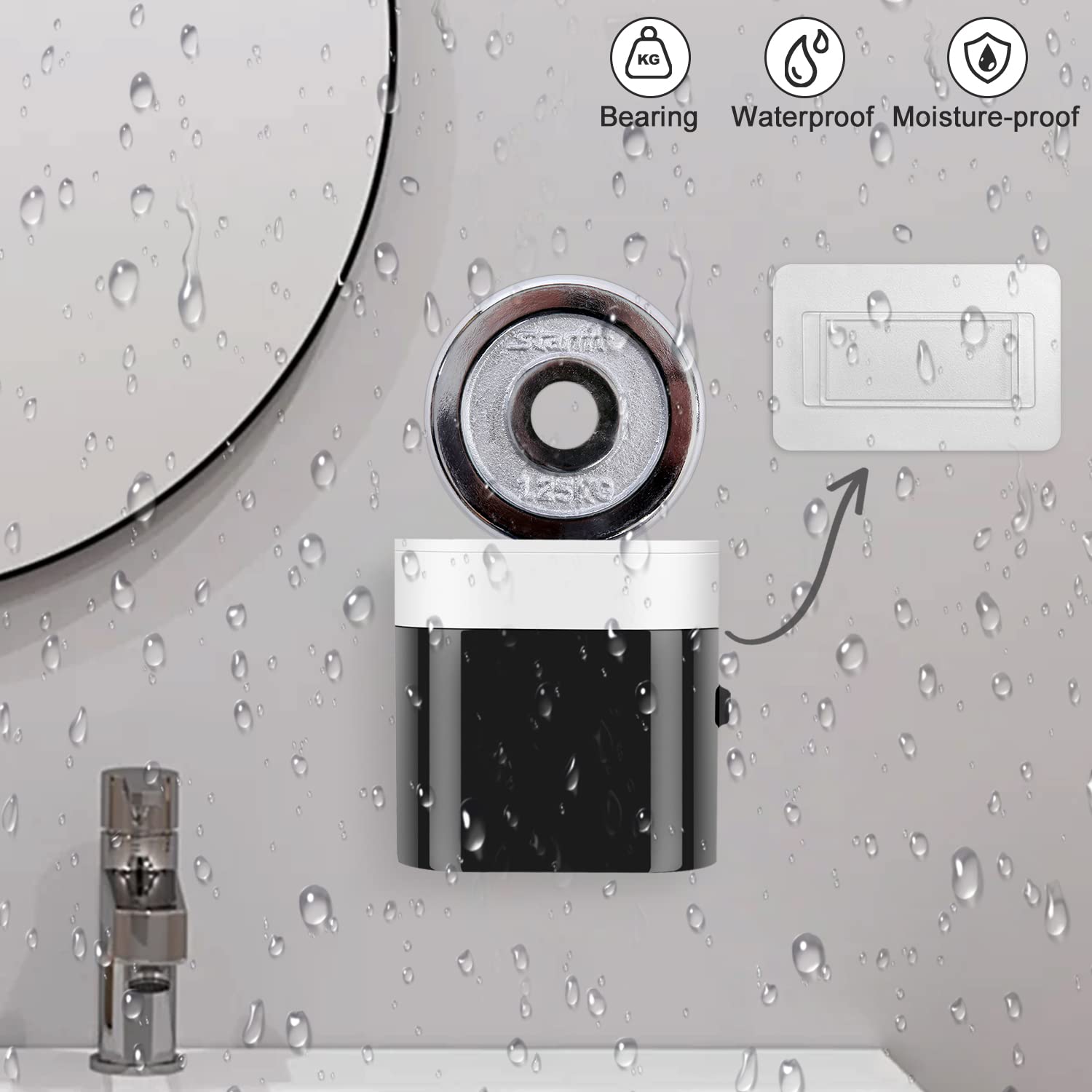 Gfware Replacement Adhesive Strip For Black Blue Toothbrush Holder Toothpaste Dispenser Wall Mounted (2 Pcs)