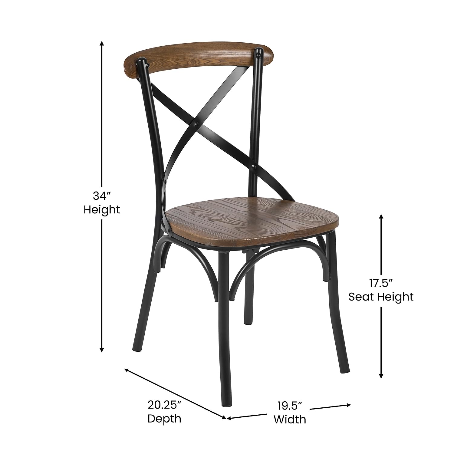 Flash Furniture Advantage X-Back Chair With Metal Bracing And Fruitwood Seat