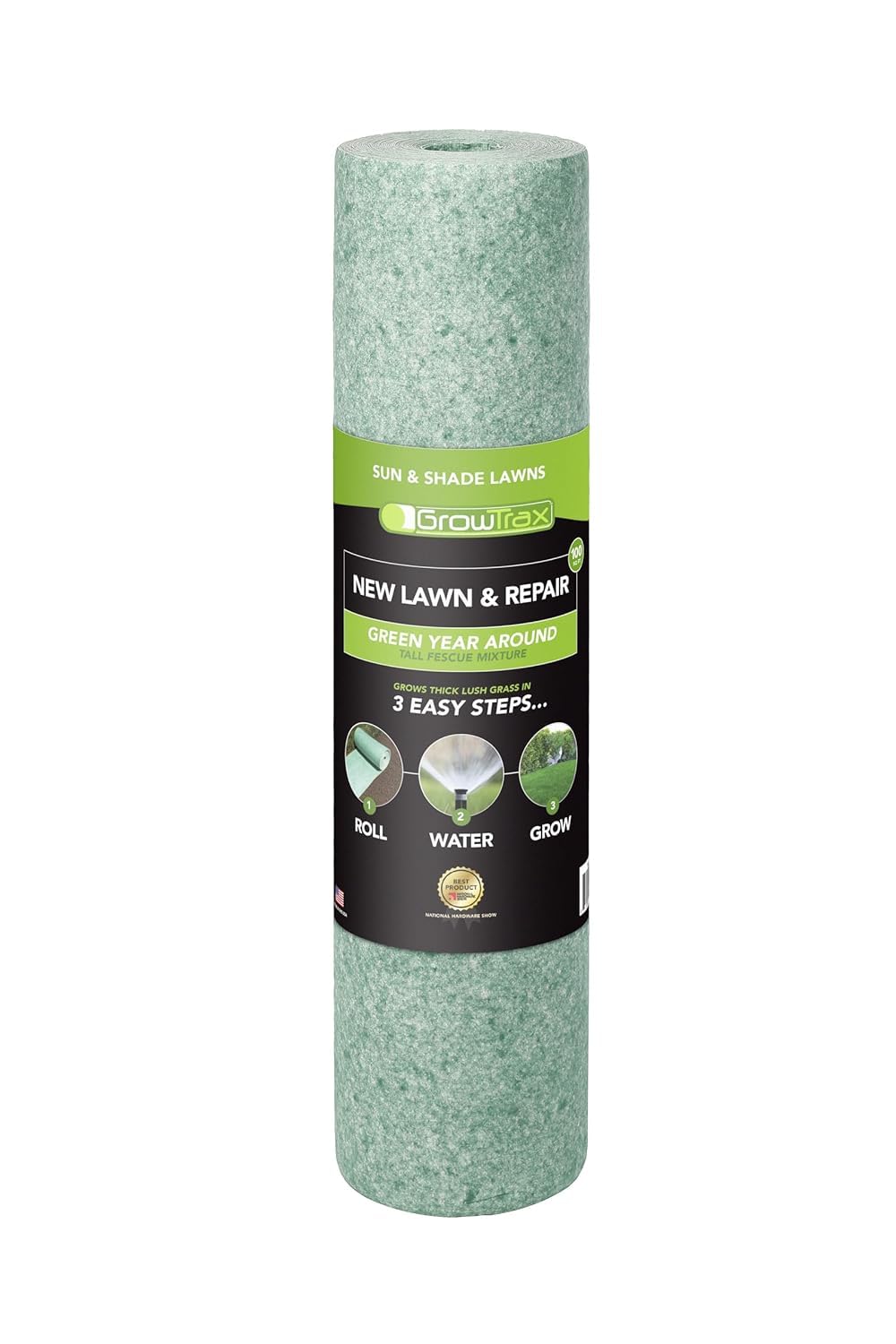 Growtrax Biodegradable Grass Seed Mat - 100 Sqft Year Round Green - Grass Seed And For Lawns, Dog Patches & Shade - Just Roll, W