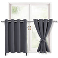 Hiasan Grommet Blackout Curtains For Bedroom, 52 X 30 Inches Long - Thermal Insulated & Light Blocking Window Curtains For Living Room, 2 Drape Panels Sewn With Tiebacks, Dark Grey