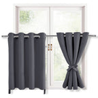 Hiasan Grommet Blackout Curtains For Bedroom, 52 X 30 Inches Long - Thermal Insulated & Light Blocking Window Curtains For Living Room, 2 Drape Panels Sewn With Tiebacks, Dark Grey