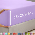 Nestl Extra Deep Pocket King Fitted Sheet, Lavender Fitted Sheet King Size, 1800 Microfiber King Fitted Sheet Only, Soft King Bed Fitted Sheet Fits Up To 24 Inch Mattress - King Size Fitted Sheets