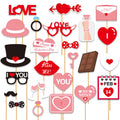 Valentines Day Photo Booth Props 24 Pcs Romantic Love Heart Selfie Props Happy Valentines Day Glasses Cute Hat Mustache Heart Ph