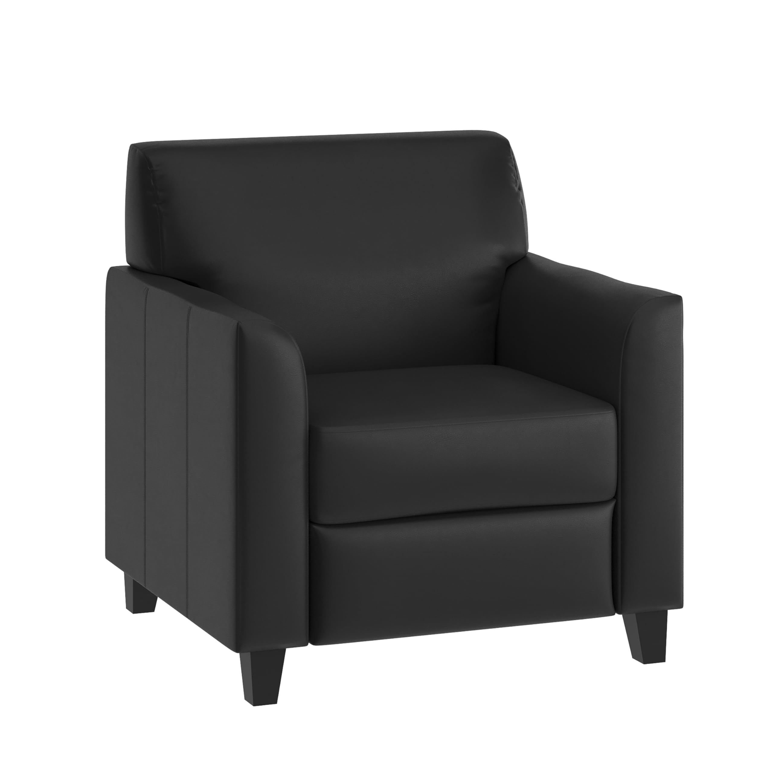Flash Furniture Hercules Diplomat Series LeatherSoft Upholstered Side Reception Chair, Lobby Chair with Cushions and Flared Arms, Black