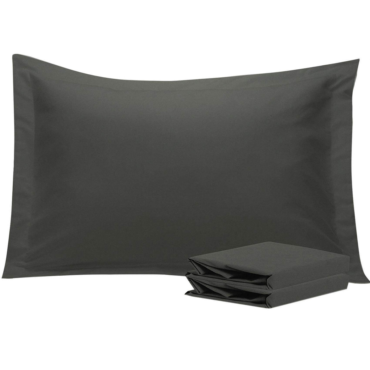 Ntbay 100% Brushed Microfiber Queen Pillow Shams Set Of 2, Super Soft And Cozy, Wrinkle, Fade, Stain Resistant 20X30 Inches Oxford Pillowcases, Dark Grey