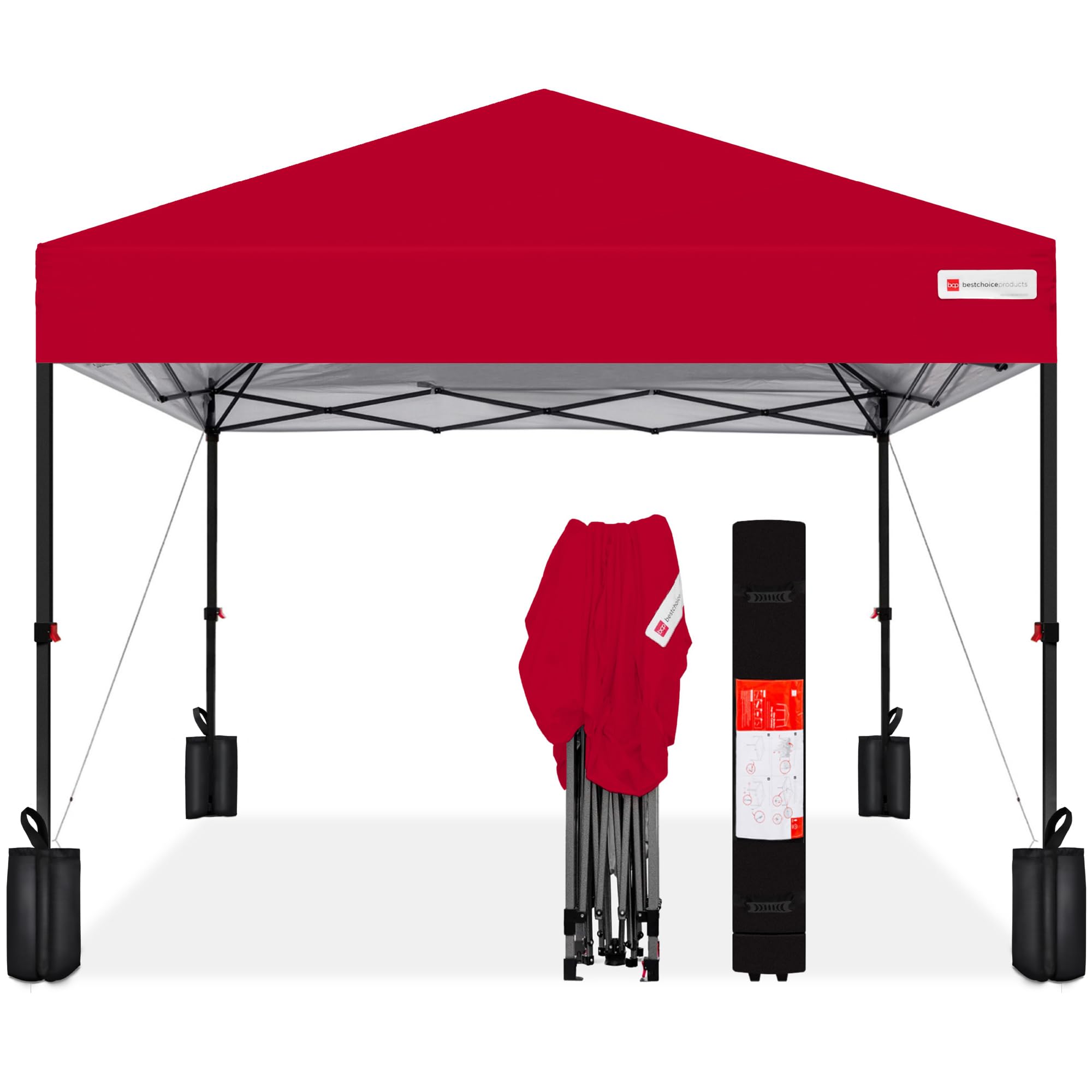 Best Choice Products 12x12ft 1-Person Setup Pop Up Canopy Tent Instant Portable Shelter w/ 1-Button Push, Case, 4 Weight Bags - 