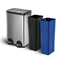 Home Zone Living 15.8 Gallon Kitchen Trash Can, Dual Removable Liners for Recycling and Trash, Wide Stainless Steel Shape (7.9 +
