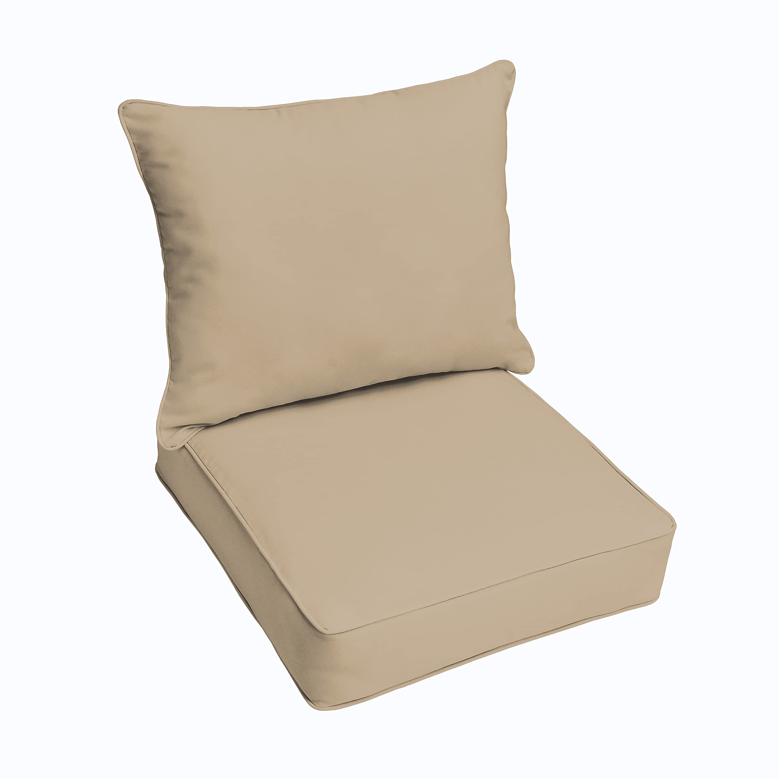Sorra Home Indoor/Outdoor Corded Deep Seating Pillow And Cushion Set, 23 In W X 25 In D, Beige