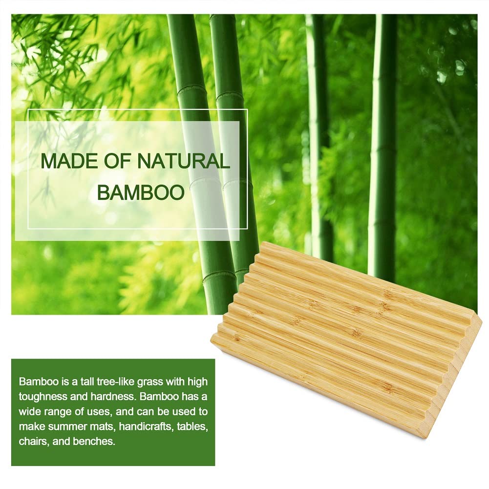 Bamboo Soap Dish Holder - Soap Saver - Natural Bamboo Wood Soap Dish With Drain Tray For Shower Bathroom Bathtub Kitchen Extend