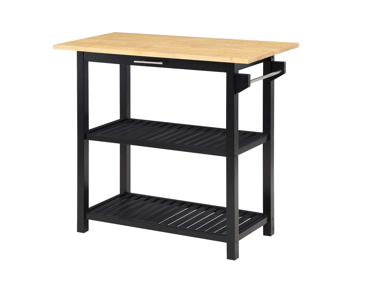 Convenience Concepts Designs2Go 3 Tier Kitchen Prep Island with Drawer, 40&quot; L x 20&quot; W x 36.75&quot; H, Butcher Block/Black