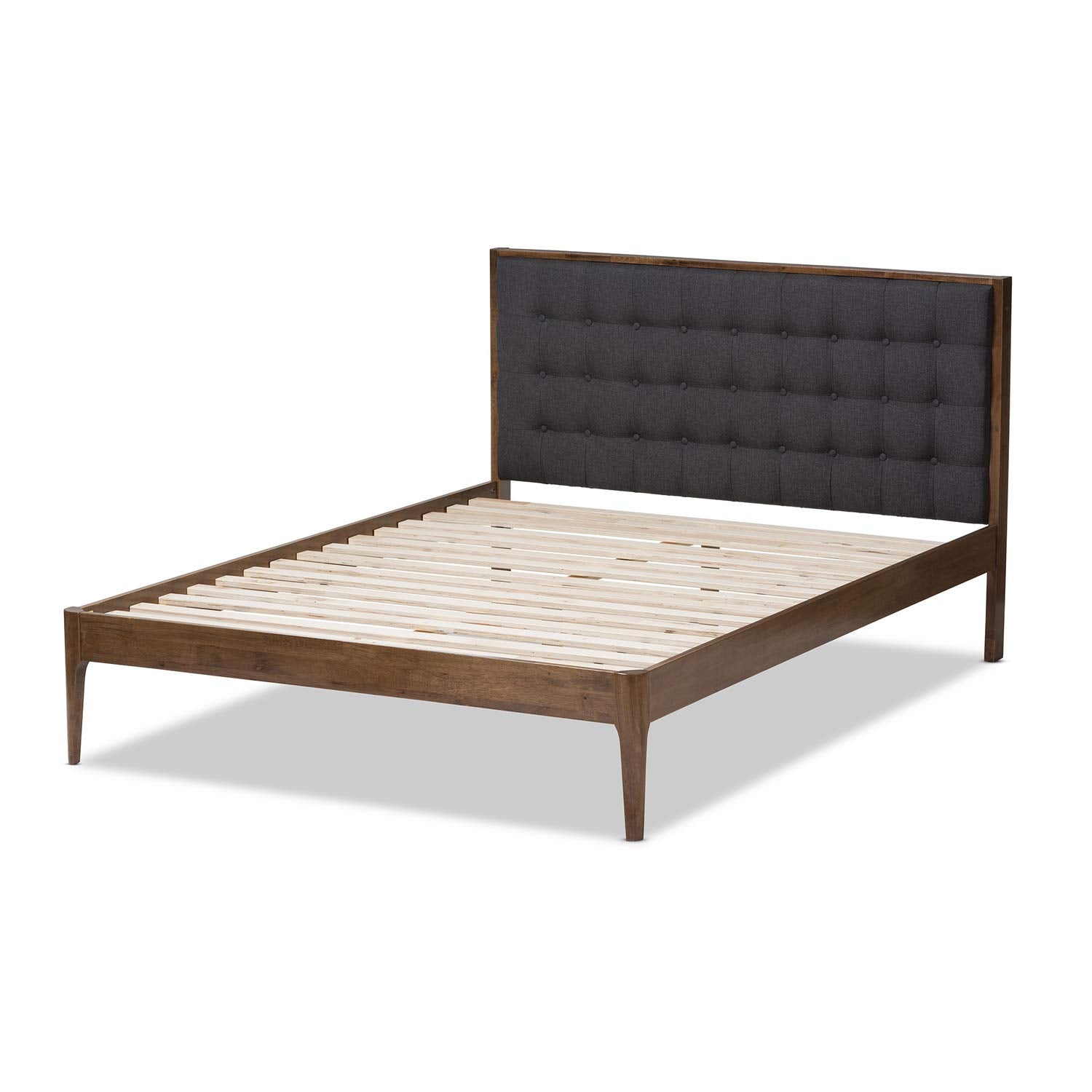 Jupiter Gray Fabric Button-Tufted King Platform Bed