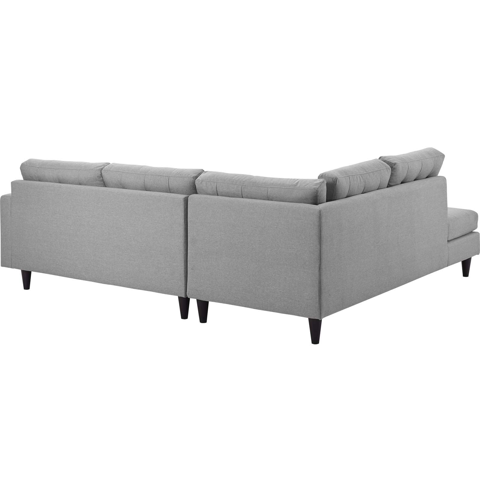 Modway Empress Sofa Mid-Century Modern Upholstered Fabric, Left Facing Bumper Sectional, Light Gray