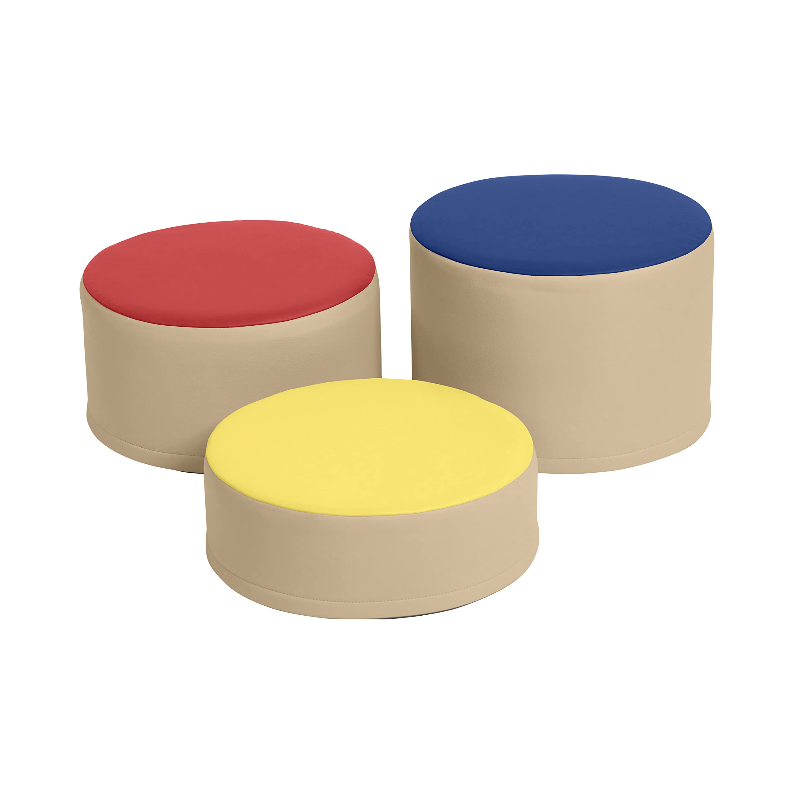 ECR4Kids SoftZone Colorful Stump Stool Set, Flexible Seating, Assorted, 3-Piece