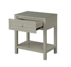 Lilola Home Dylan Taupe Wooden End Side Table Nightstand with Glass Top and Drawer