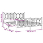 vidaXL Metal Bed Frame with Headboard/Footboard - Double Bed 59.1"x78.7" - Classic White Steel Mattress Support