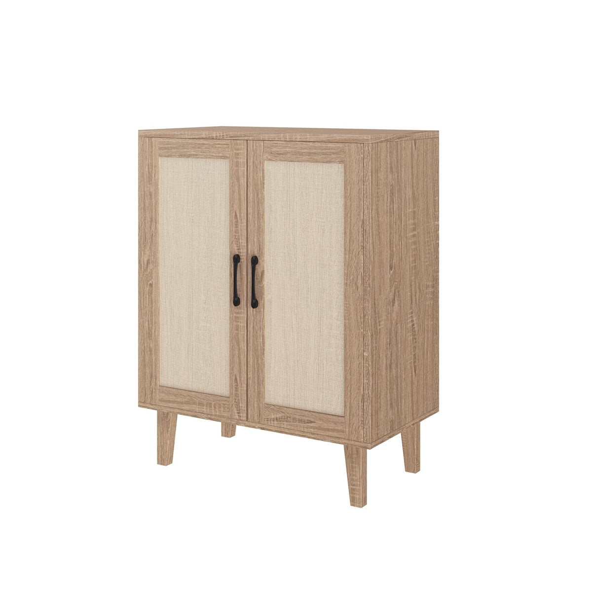 Panana Buffet Cabinet Sideboard With Rattan Decorated Doors Kitchen Storage Cupboard Accent Cabinet (Natural Wood)