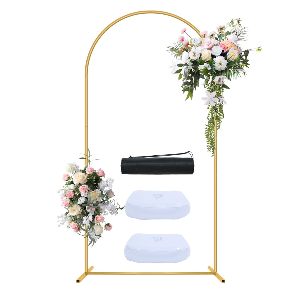 Nisoger Metal Arch Backdrop Stand 7.2Ft Gold Wedding Balloon Arched Backdrop Stand Square Arch Frame For Birthday Party Bridal B