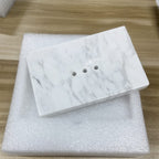 Stoneplus Natural Smooth Real Marble Soap Dish/Facial Sponge Holder/Bathroom Makeup Sponge Tray With Draining Hole (Volakas Whit
