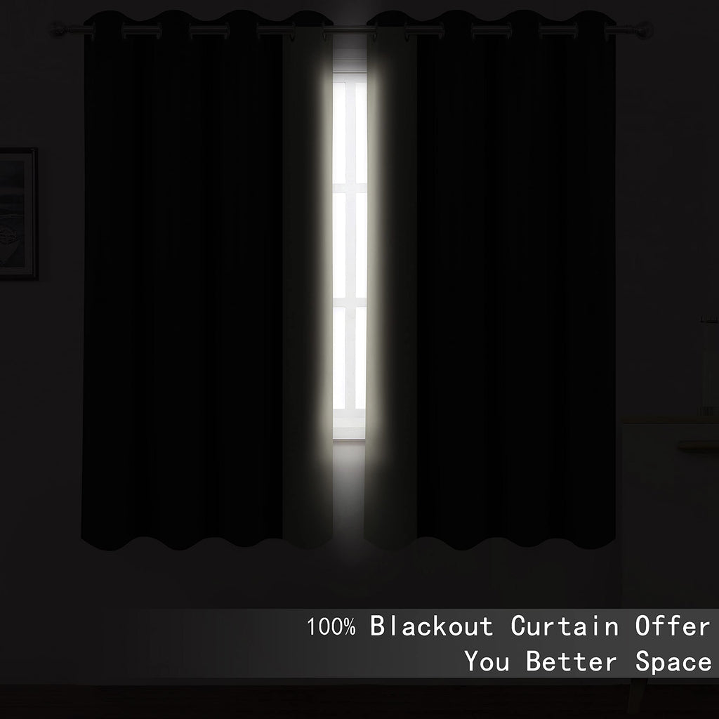 Lemomo 100% Blackout Curtains 52 X 72 Inch/Light Beige Curtains 2 Panels With Black Liner Room Darkening Thermal Insulated Bedro