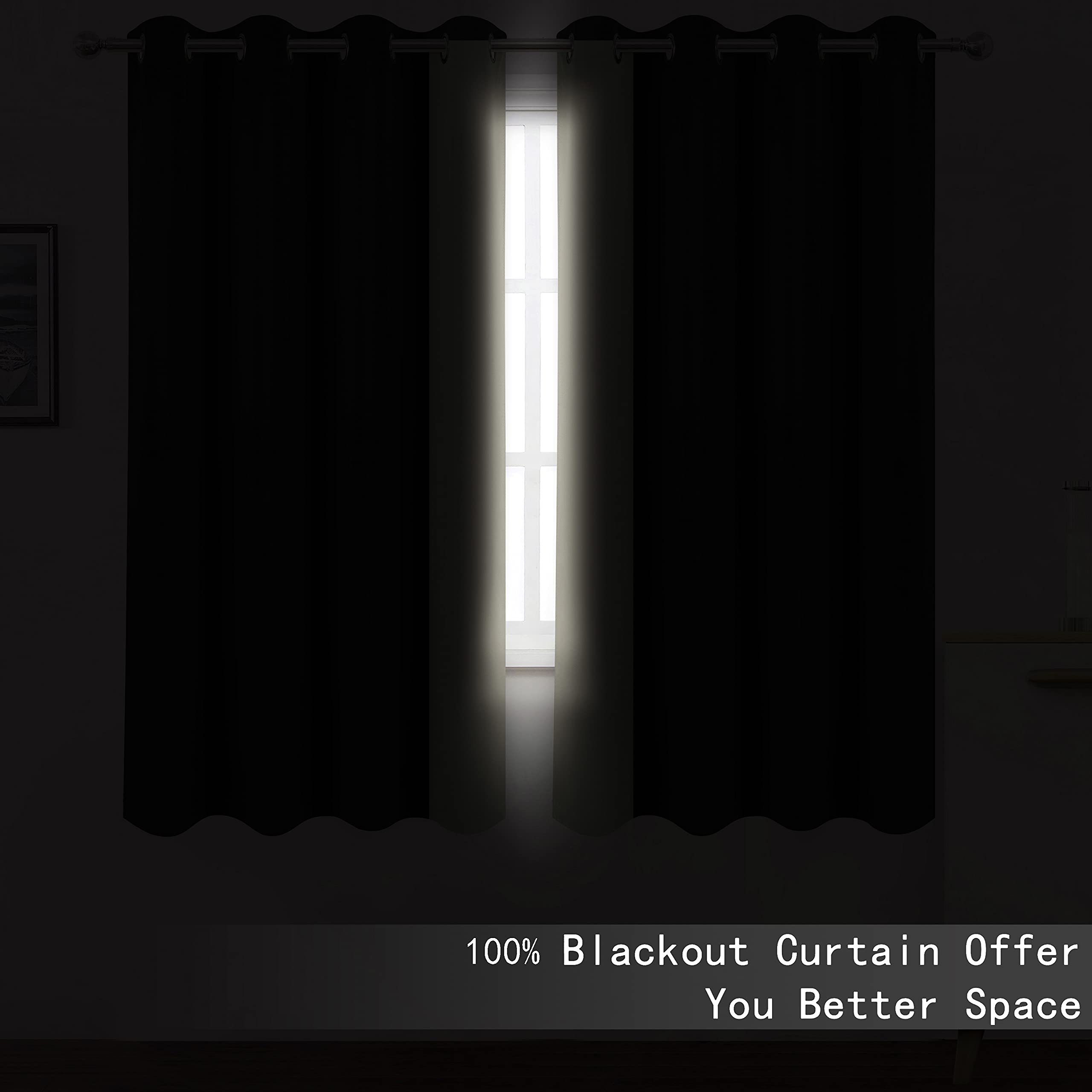 Lemomo 100% Blackout Curtains 52 X 72 Inch/Light Beige Curtains 2 Panels With Black Liner Room Darkening Thermal Insulated Bedro
