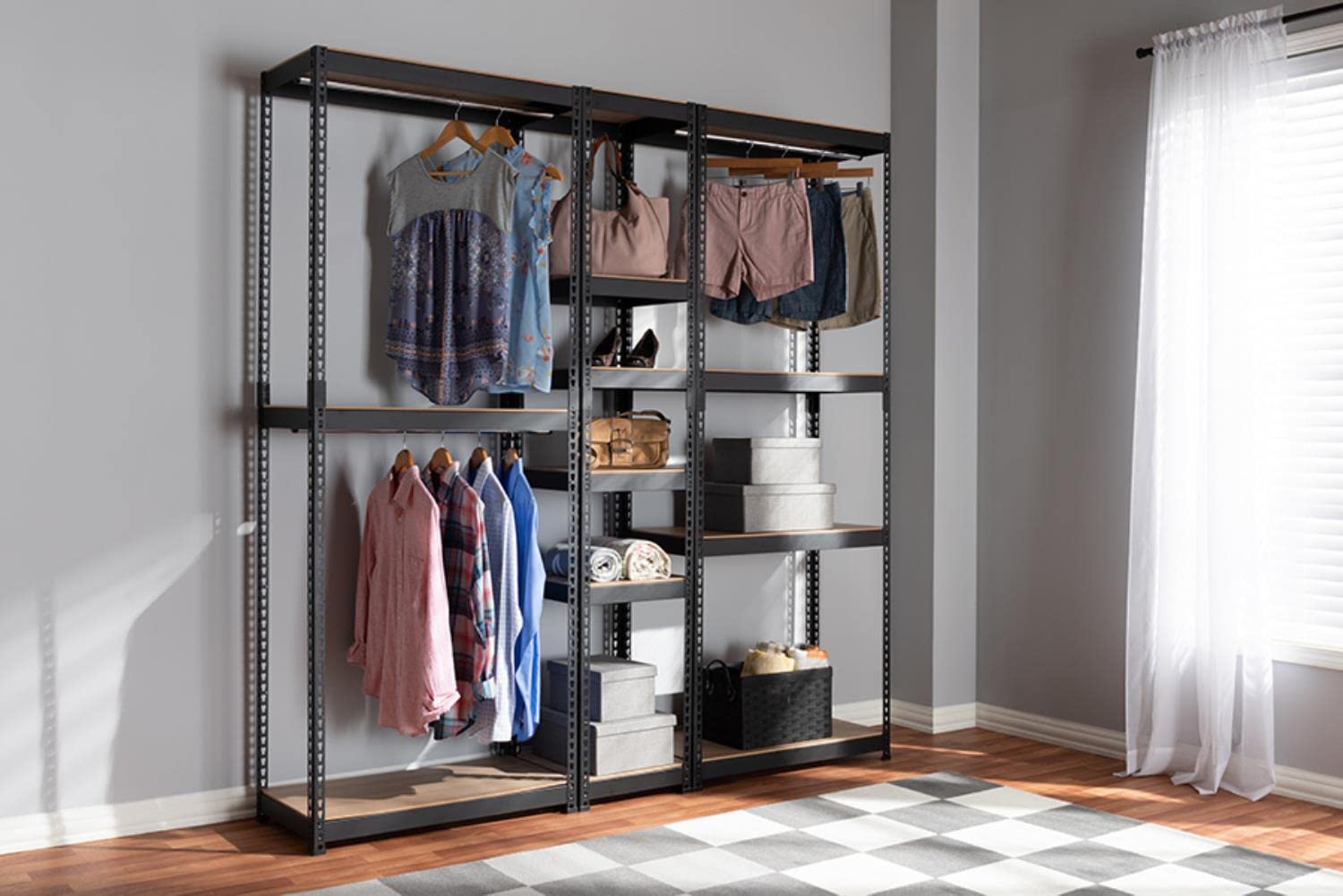 Baxton Studio Gavin Black Metal 10-Shelf Closet Storage Organizer