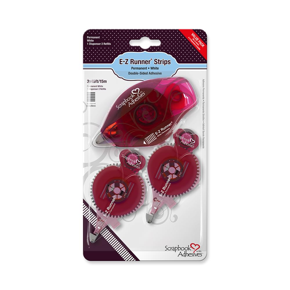 Scrapbook Adhesives by 3L 3L Scrapbook Adhesives E-Z Runner Permanent Refillable Dispenser  Value Pack  Dispenser + 2 Refill Cartridges