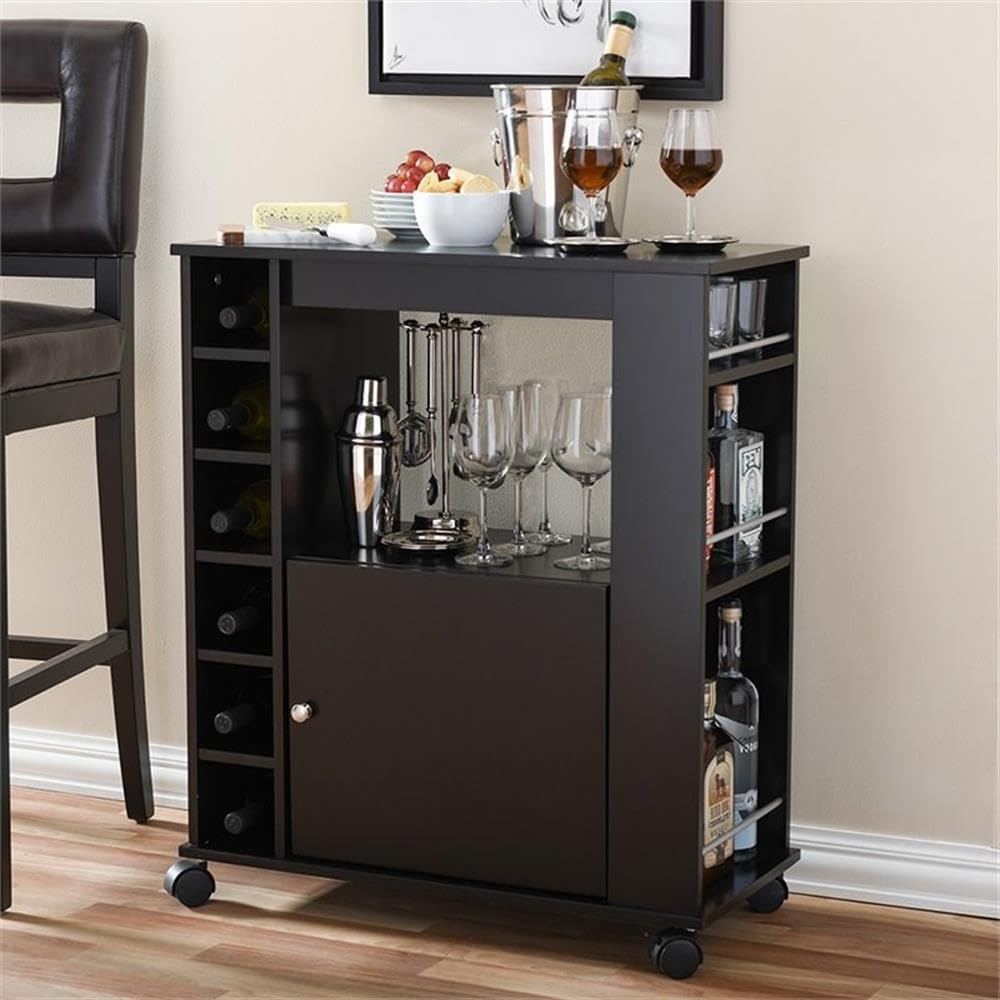 Baxton Studio Ontario Modern and Contemporary Wood Dry Bar and Wine Cabinet, Dark Brown