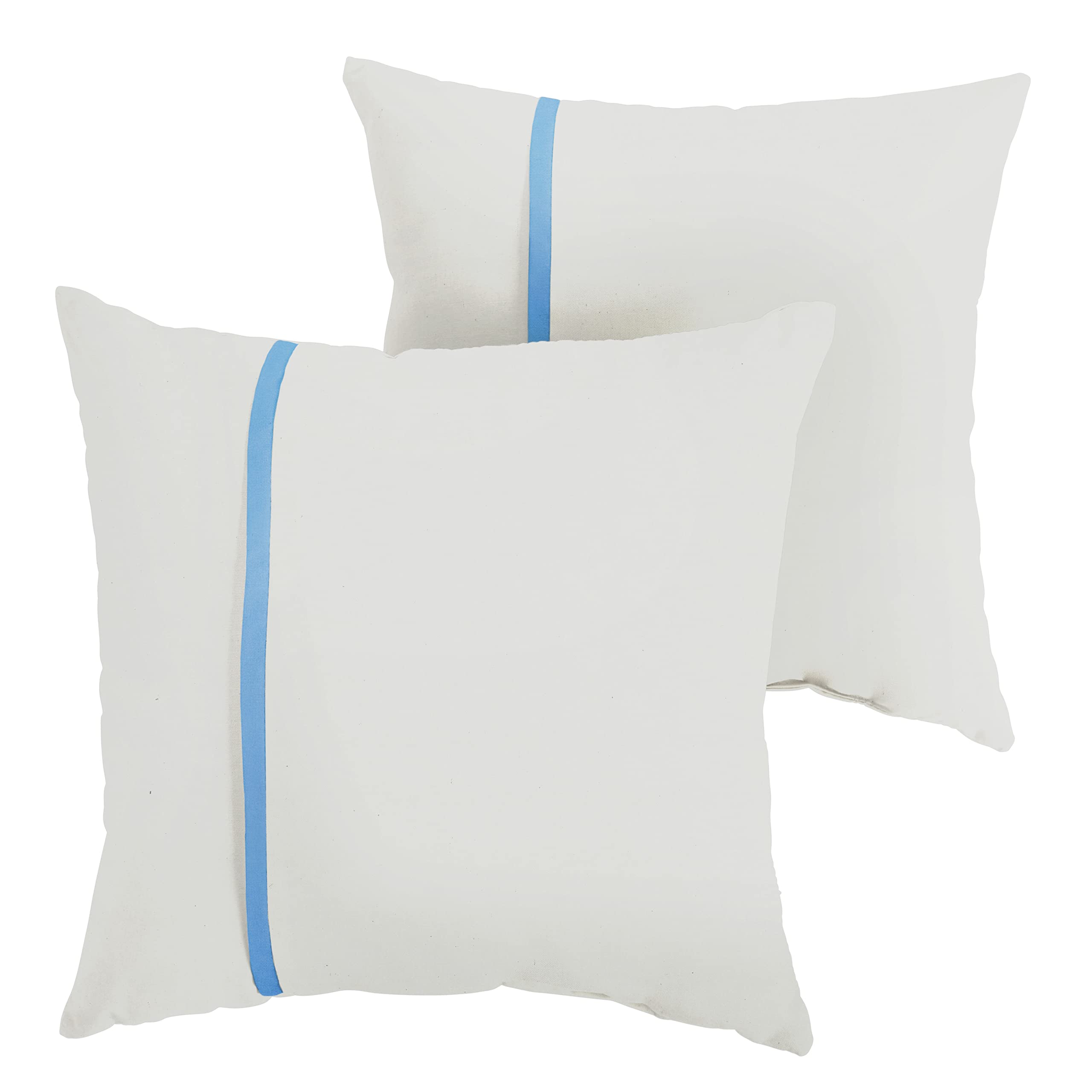 Sorra Home Indoor Outdoor Sunbrella Square Pillows, Set Of 2, 20X20, Canvas Natural Ivory & Capri True Blue