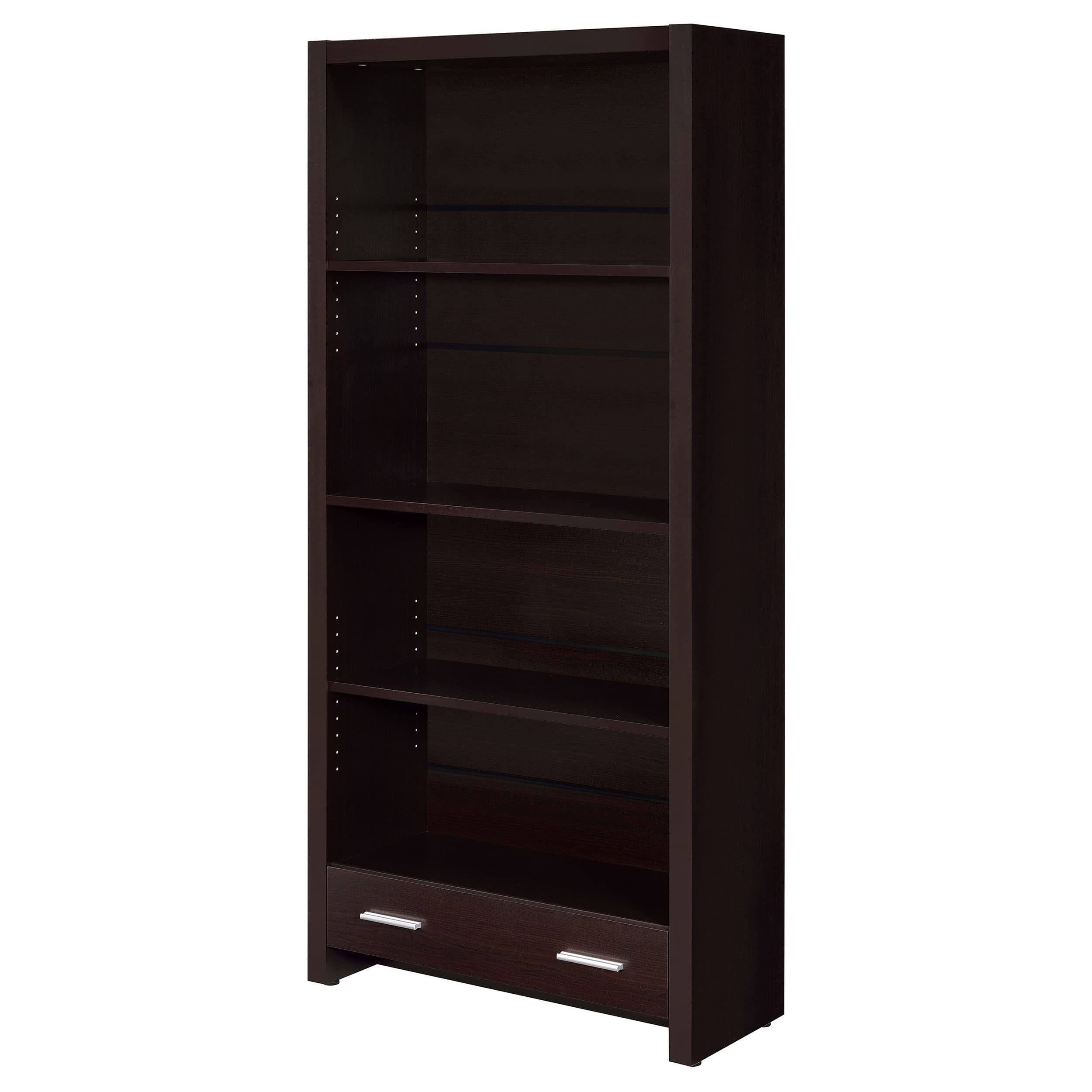 Coaster Home Furnishings 800905 Skylar 4-Shelf Bookcase with Storage Drawer, Cappuccino