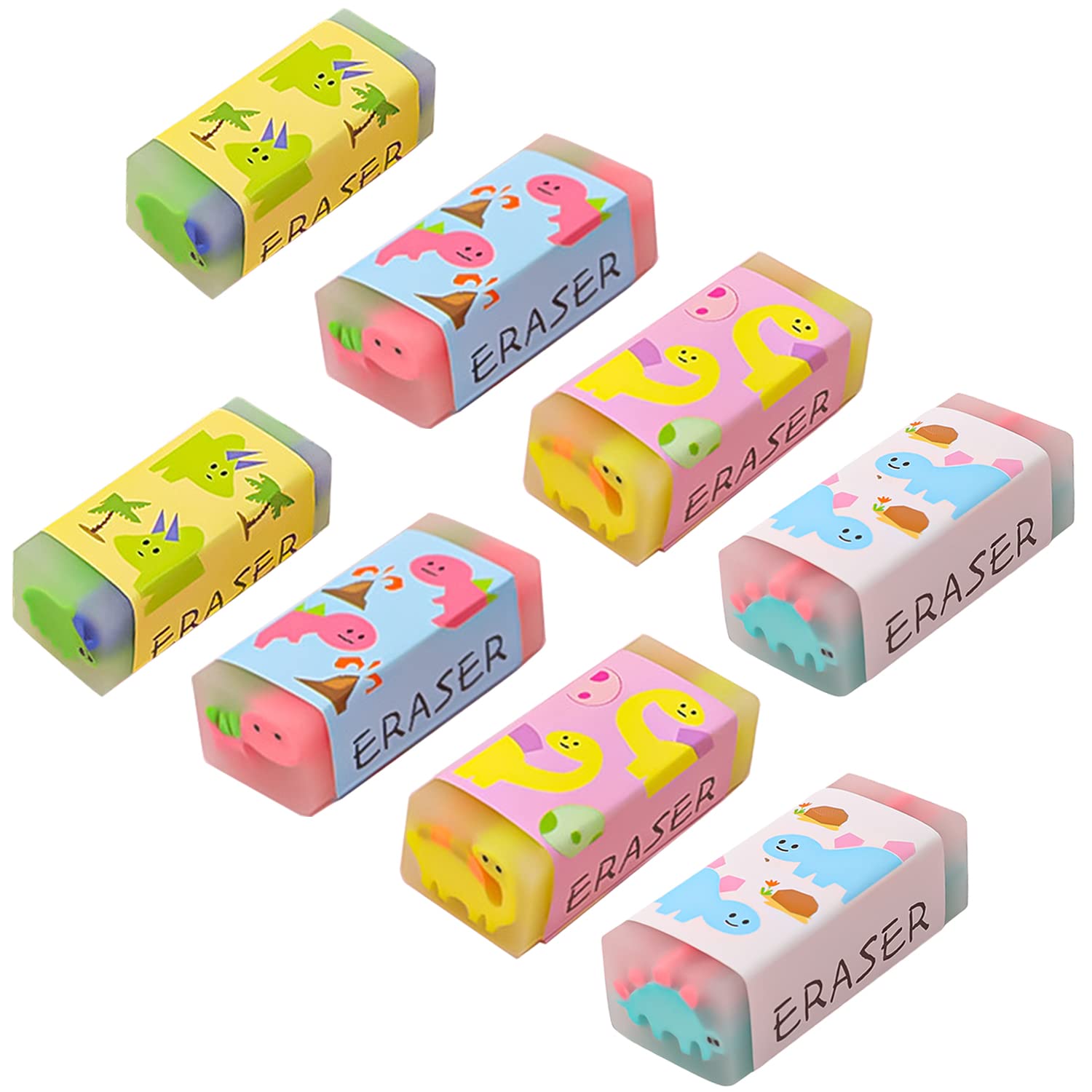Dinosaur Pencil Erasers - 8 Pcs Cute Funny Rubber Erasers For Kid, Scented Erasers For Desk Pets Cool School Supplies Homework R
