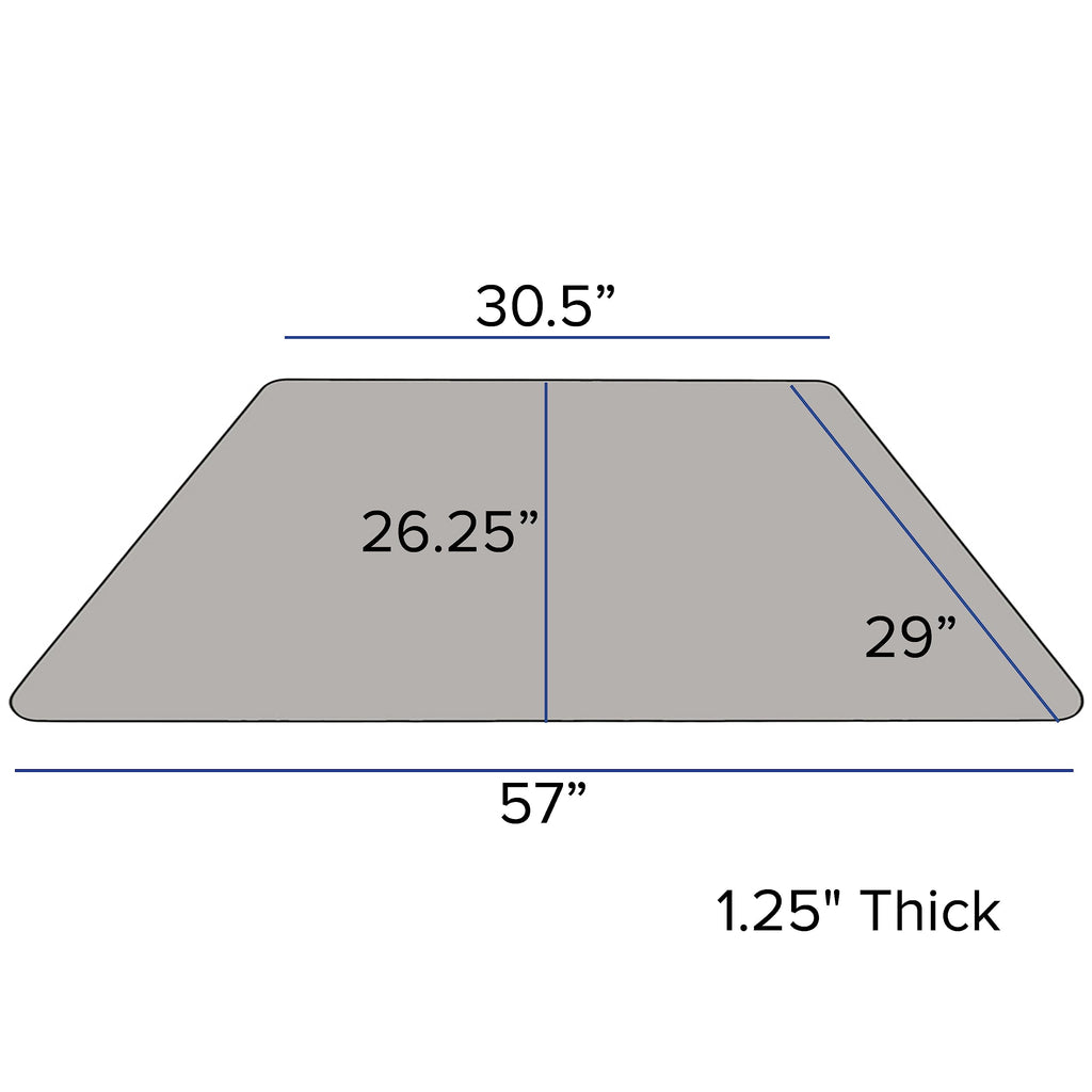 Flash Furniture Wren 29''W x 57''L Trapezoid Grey HP Laminate Activity Table - Height Adjustable Short Legs