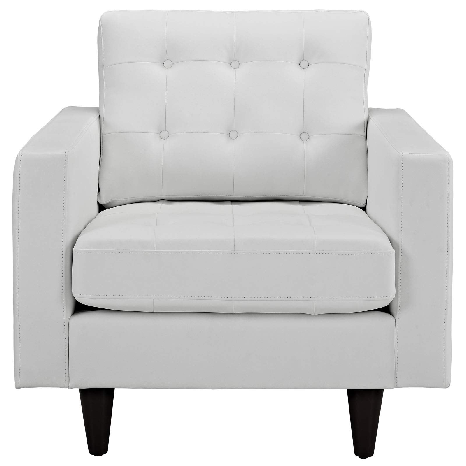 Modway Empress Mid-Century Modern Upholstered Leather Accent Arm Lounge Chair In White
