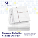 Cal King Size Bed Sheets - 6 Piece 1500 Supreme Collection Fine Brushed Microfiber Deep Pocket California King Sheet Set Bedding - 2 Extra Pillow Cases, Great Value, California King, Window Pane White