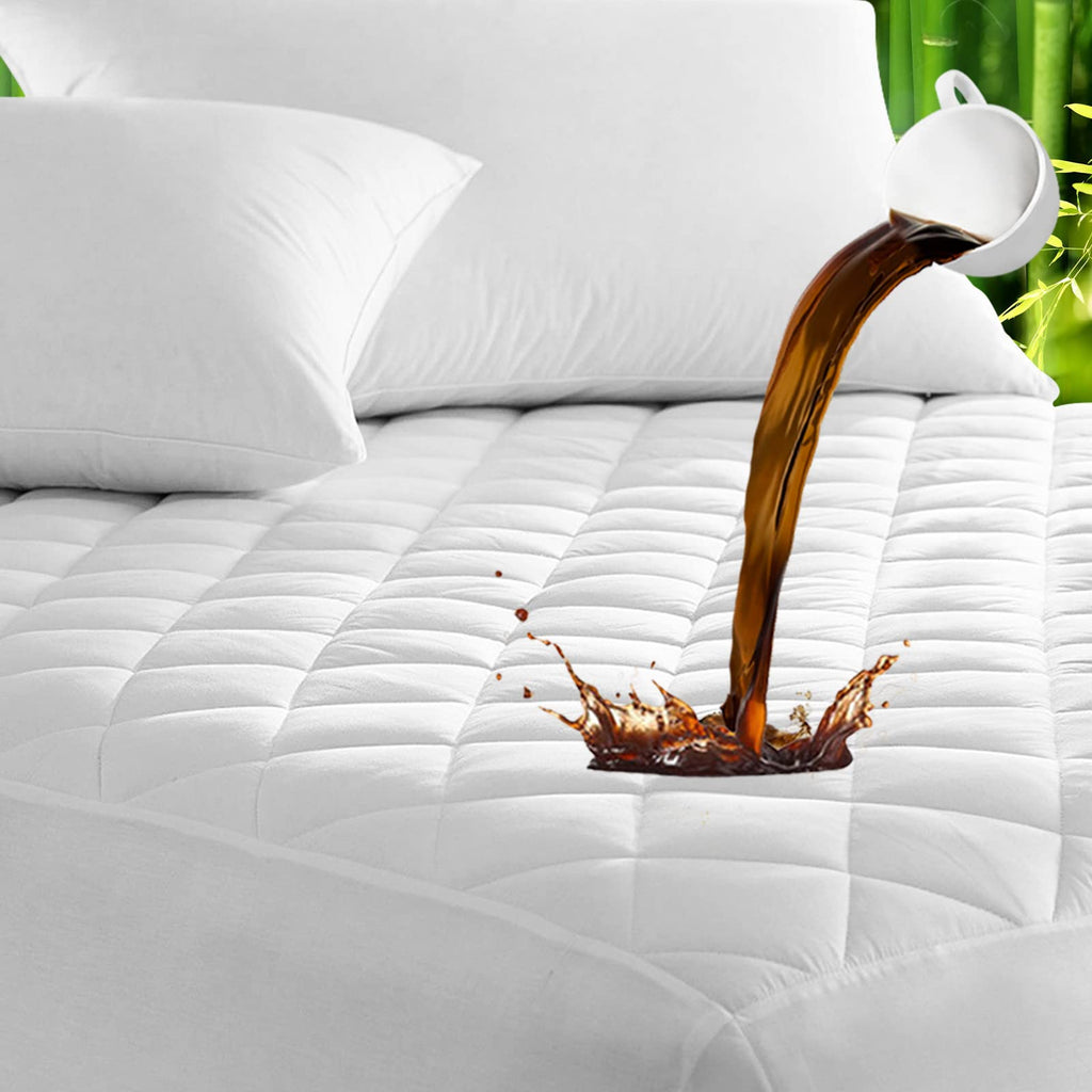 Unilibra King Mattress Pad Waterproof Rayon Made From Bamboo, Fitted Deep Pocket Mattress Cover Fits 6'-25', Breathable Quilte