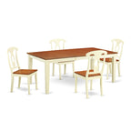 East West Furniture QUKE5-WHI-W 5 Piece Dining Room Furniture Set Includes a Rectangle Wooden Table with Butterfly Leaf and 4 Kitchen Dining Chairs, 40x78 Inch, Buttermilk & Cherry