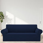 2025 New Stretch Sofa Slipcovers Couch Cover For 3 Cushion Furniture Protector Sofa Covers With Elastic Bottom Jacquard Fabric Small Checks For Pets, Kids -Sofa, Navy