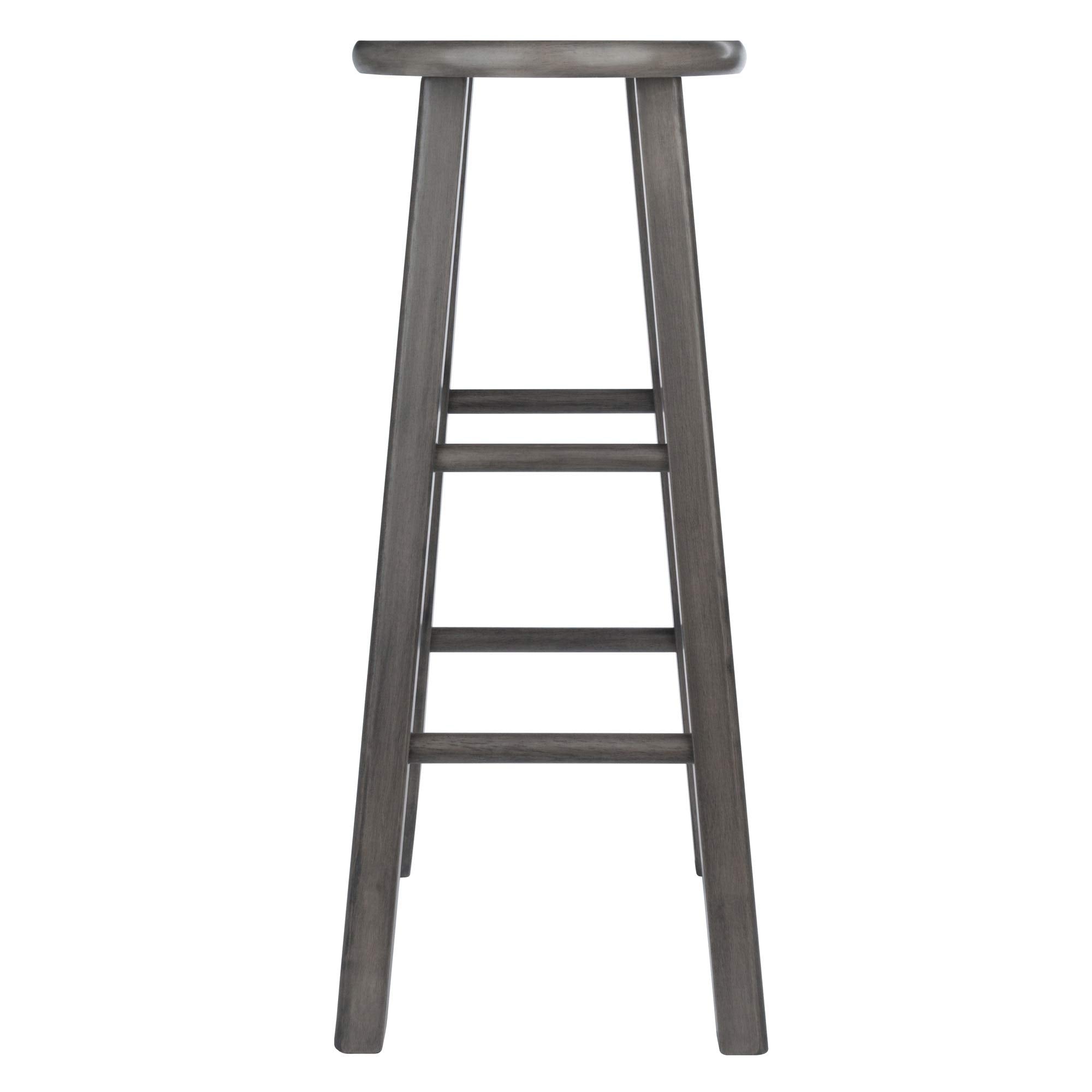 Ergode Wood Ivy Bar Stool - Farmhouse Charm, Weathered Finish, Stable & Comfortable, 220lbs Capacity, Versatile Stand/Side Piece, Rustic Gray (16230-VV)