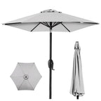 Best Choice Products 7.5Ft Heavy-Duty Round Outdoor Market Table Patio Umbrella W/Steel Pole, Push Button Tilt, Easy Crank Lift - Fog Gray
