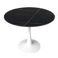 Bristol 31 round dining table White base with Black Sintered stone Top