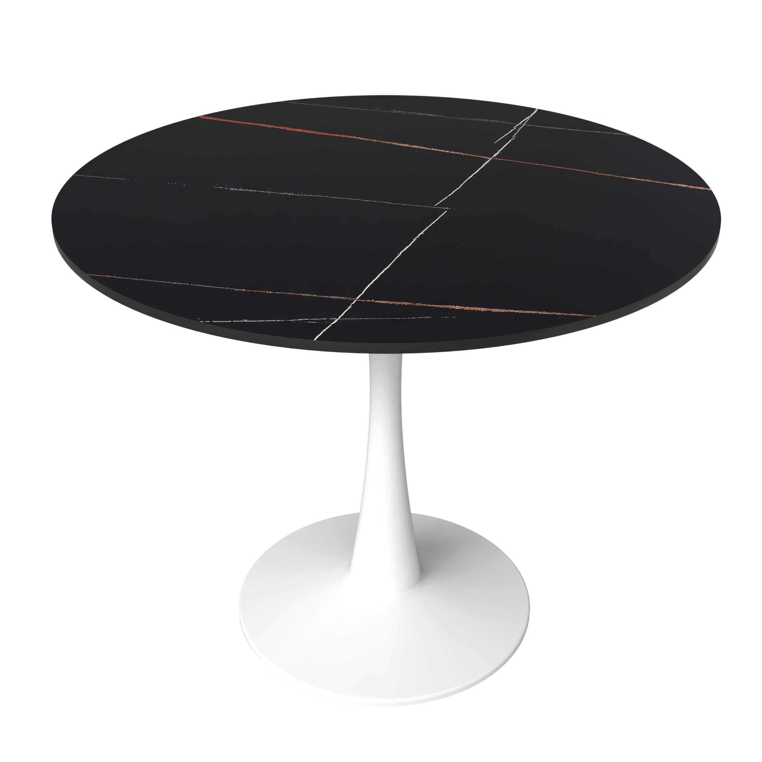 Bristol 40 round dining table White base with Black Sintered stone Top