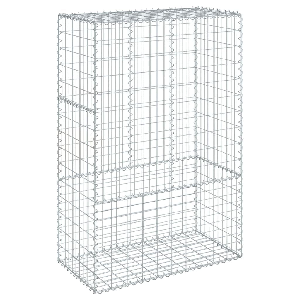 Vidaxl Gabion Basket With Cover - Galvanized Iron Rectangle Cage For Garden/Patio Decor - No Tool Assembly - 39.4'X19.7'X59.1'