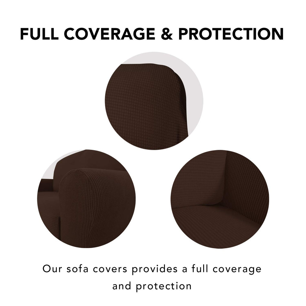 Purefit Stretch Sofa Slipcover – Spandex Jacquard Non Slip Soft Couch Sofa Cover, Washable Furniture Protector With Non Skid Foam And Elastic Bottom For Kids (Sofa, Coffee)