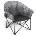 ARROWHEAD OUTDOOR Oversized Heavy-Duty Club Folding Camping Chair with Pocket, Cup Holder, Portable, Padded, Moon, Round, Saucer