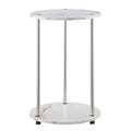 Convenience Concepts Designs2Go No Tools 2-Tier Round End Table, Faux White Marble/Chrome